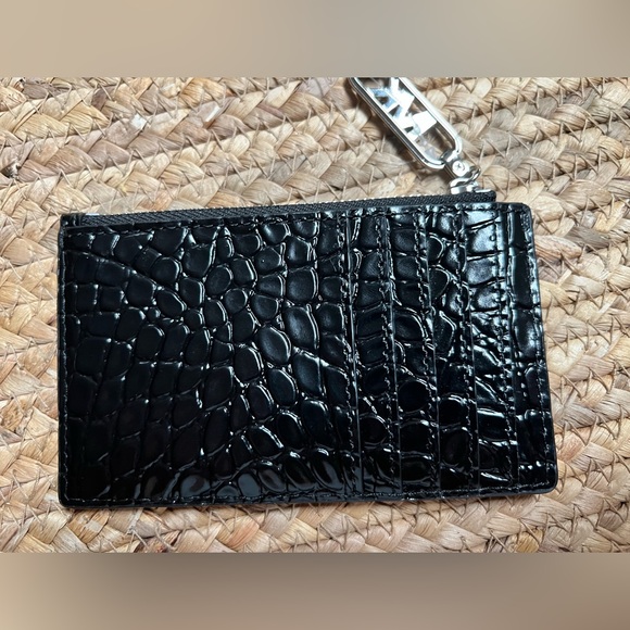 Michael Kors Glossy Black Croc-Embossed Card Holder - Picture 4 of 7